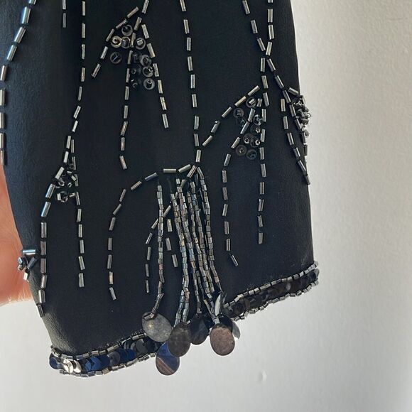 Vintage Silk CC Courtenay Blouse Sequin Beaded Blouse Black Medium - Picture 7 of 11